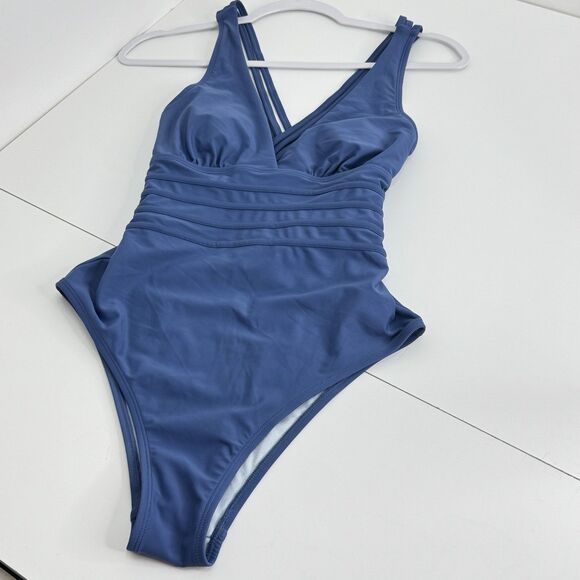 Cupshe Swimsuit Plunge Blue Size Medium  Women's New Tummy Control - Picture 4 of 6